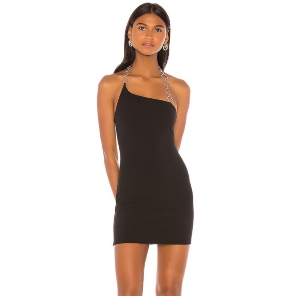 Revolve Superdown Anabelle black mini chain dress